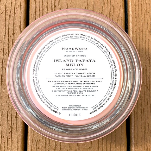 🆕HARRY SLATKIN HOMEWORX “ISLAND PAPAYA MELON” 18oz CANDLE 4-WICK NWT!!! - Picture 5 of 5